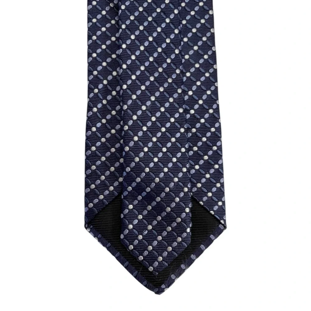 Bolgheri Men's Classic Neck Tie One Size Blue Geometric Print 100% Silk Italy